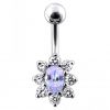 Stříbrný piercing do pupíku (čirá/tyrkysová)