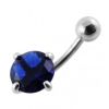 Stříbrný piercing do pupíku, zirkon 10 mm (fialová)