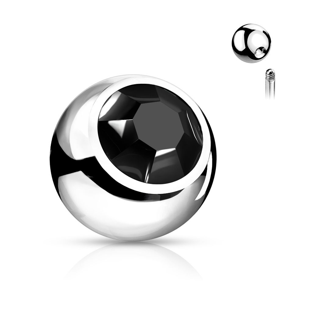 Náhradní kulička chirurgická ocel se zirkonem 1,6 x 6 mm (černá) - ND024K-1606