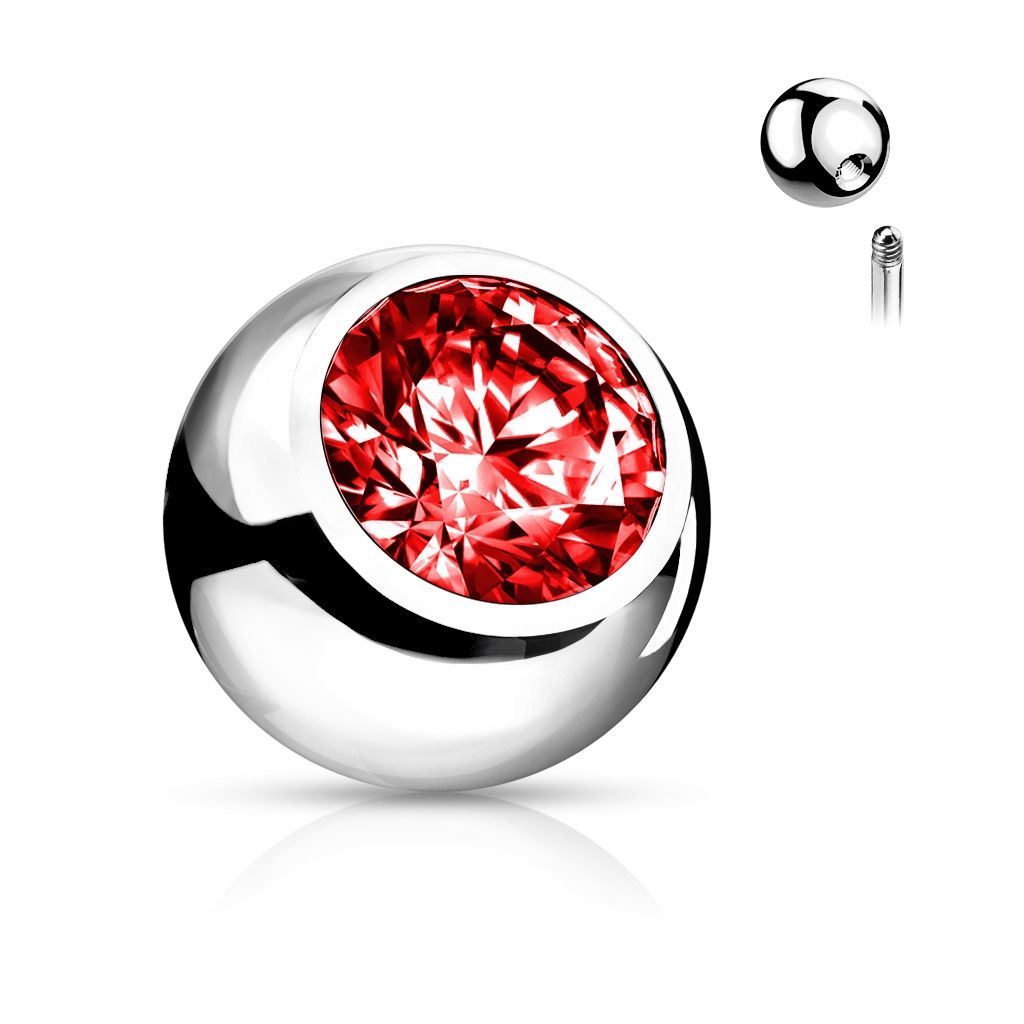 Náhradní kulička chirurgická ocel se zirkonem 1,6 x 6 mm (červená) - ND024R-1606