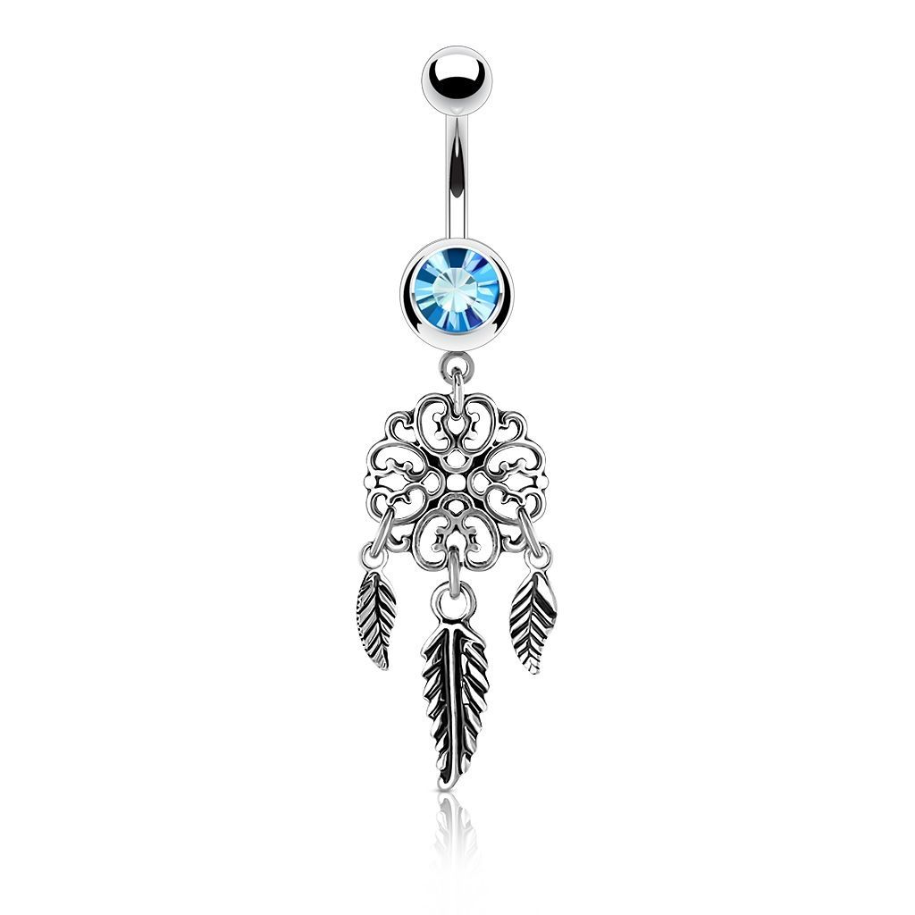 Piercing do pupíku - lapač snů (tyrkysová)