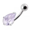 Stříbrný piercing do pupíku - kapka (čirá)
