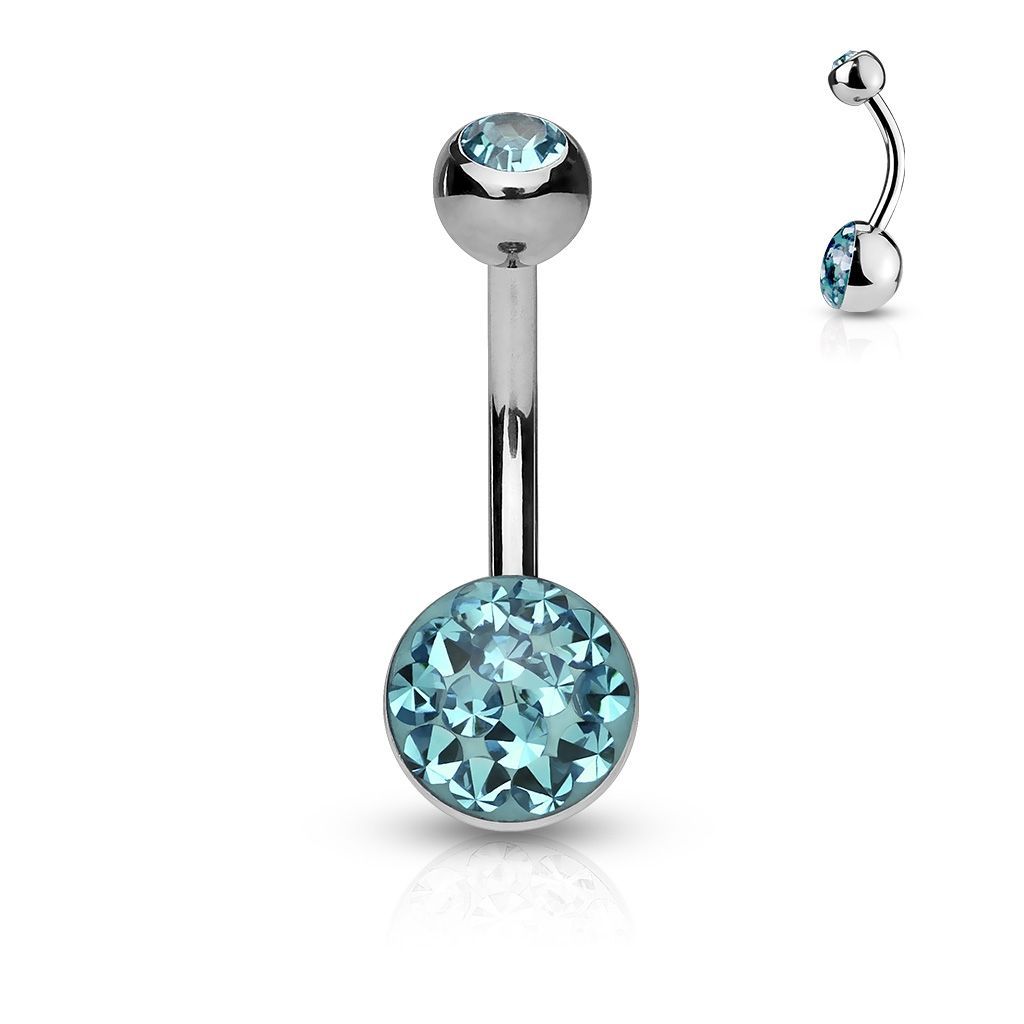 Piercing do pupíku zdobený Crystals from Swarovski (tyrkysová)