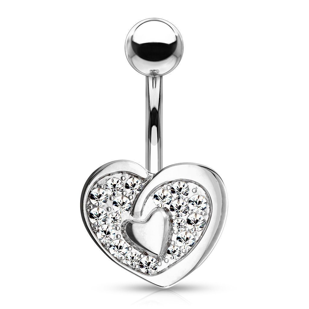 Piercing do pupíku, čiré zirkony (ocelová) - WP0028-C