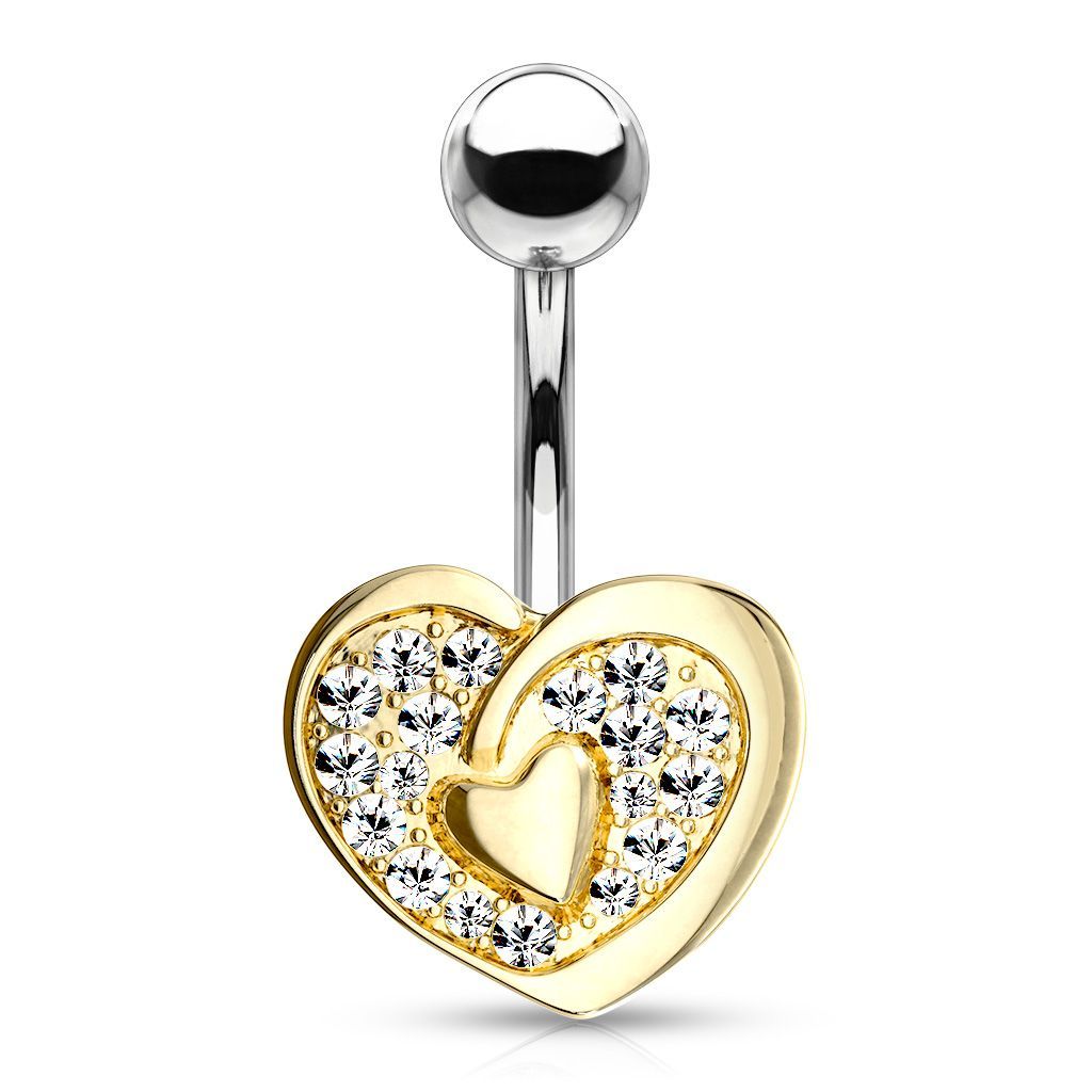 Piercing do pupíku, čiré zirkony (žluté zlato) - WP0028-GD
