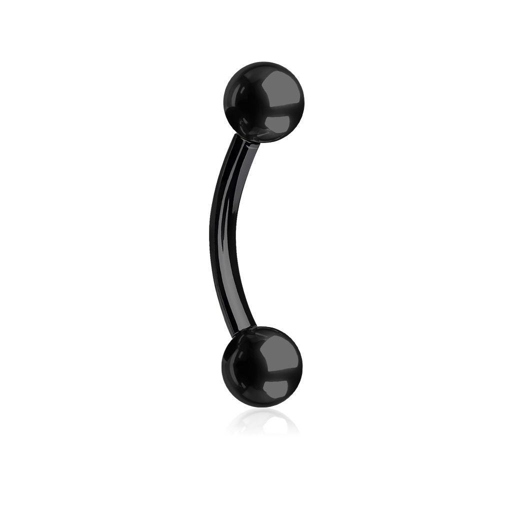 Levně Piercing do obočí, barva černá (1,2 x 8 mm, 3 mm kuličky) - OB01046K-12083