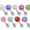 Piercing do jazyka s krystaly Crystals From Swarovski (tmavě modrá)