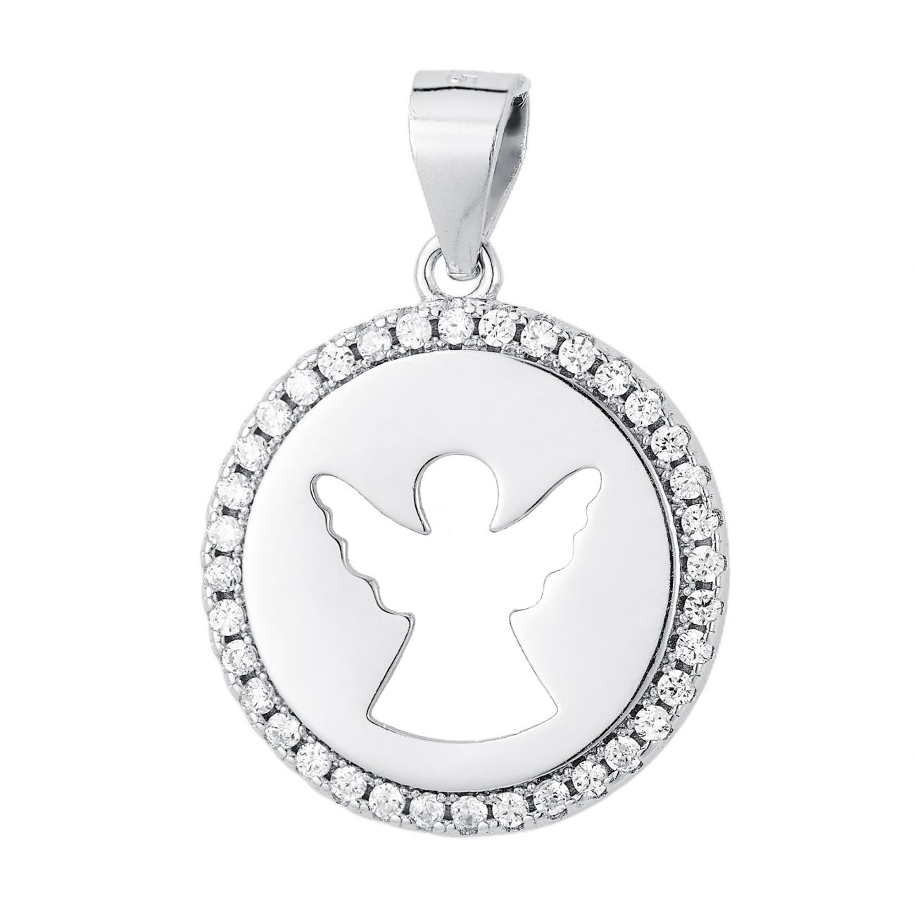 NUBIS Stříbrný přívěsek andělíček se zirkony - NB-4117