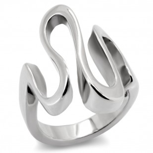 Extravagantní ocelový prsten vlnka