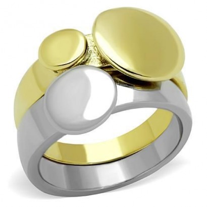 Dvojitý zlacený/lesklý ocelový prsten (55)