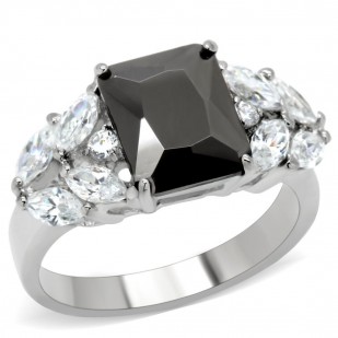 Ocelový prsten s černým kamenem