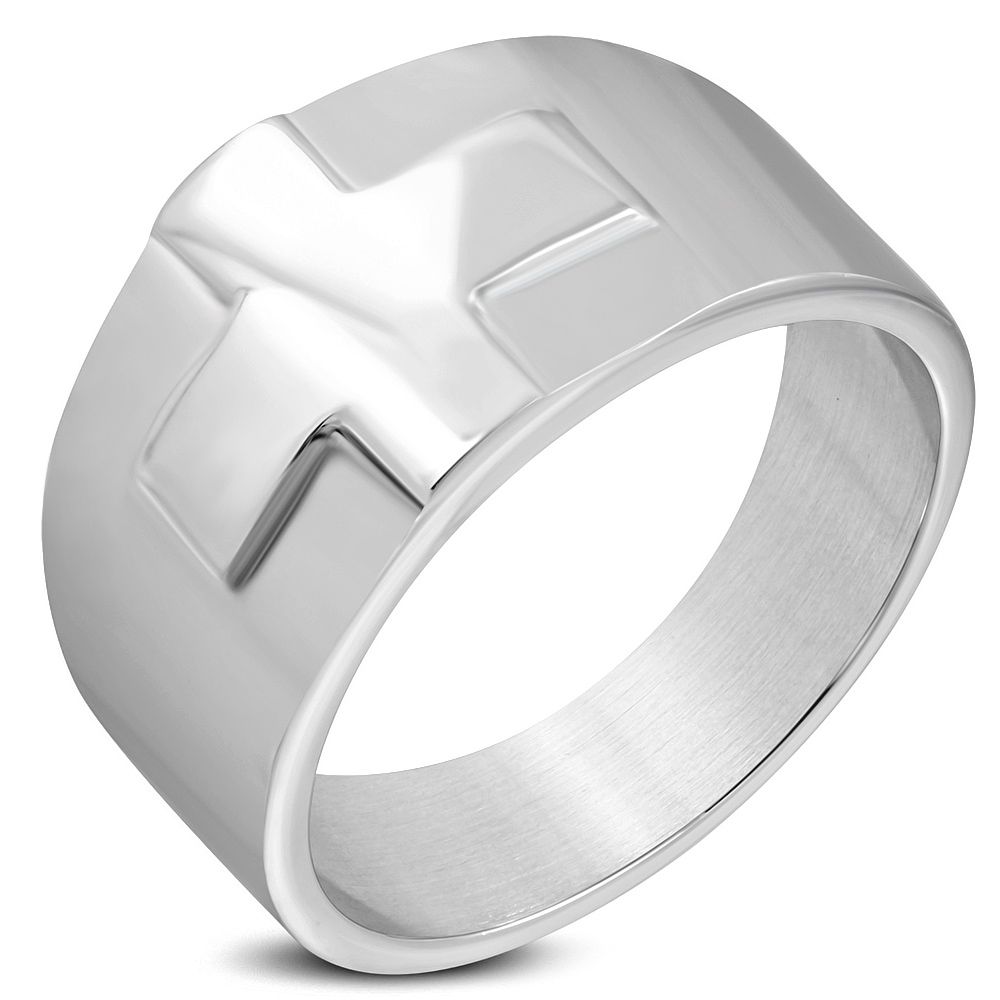 S4U Pánský ocelový prsten - kříž, vel. 64 - OPR1633-64