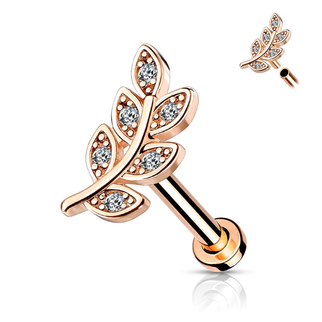 Levně S4U Zlacený piercing do brady - větvička (1,2 x 8 mm) - LB1099-1208