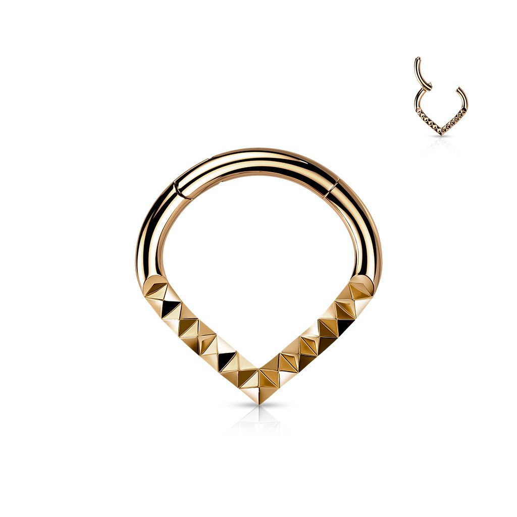 Zlacený segment piercing špičatý - helix / cartilage / tragus piercing 1,2 x 8 mm - NS0054RD-1208