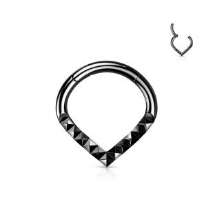 Černý segment piercing špičatý - helix / cartilage / tragus piercing 1,2 x 8 mm