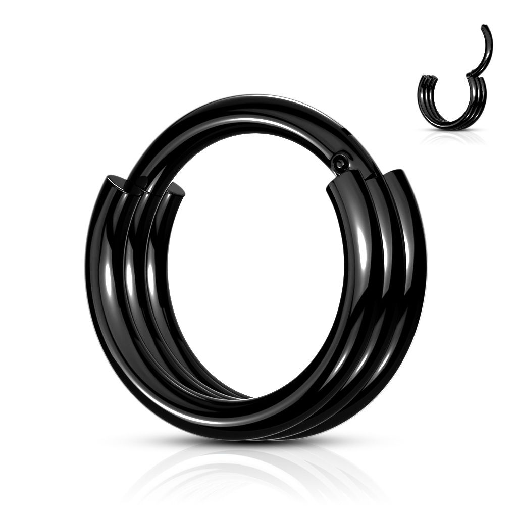 Levně Černý piercing kruh segment (1,2 x 8 mm) - K01056K-1208