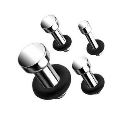 Ocelový plug do ucha s gumičkou (5 mm)