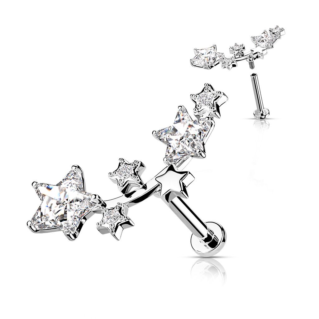Piercing do brady/ucha - hvězdičky (1,2 x 6 mm) - LB1100ST-1206