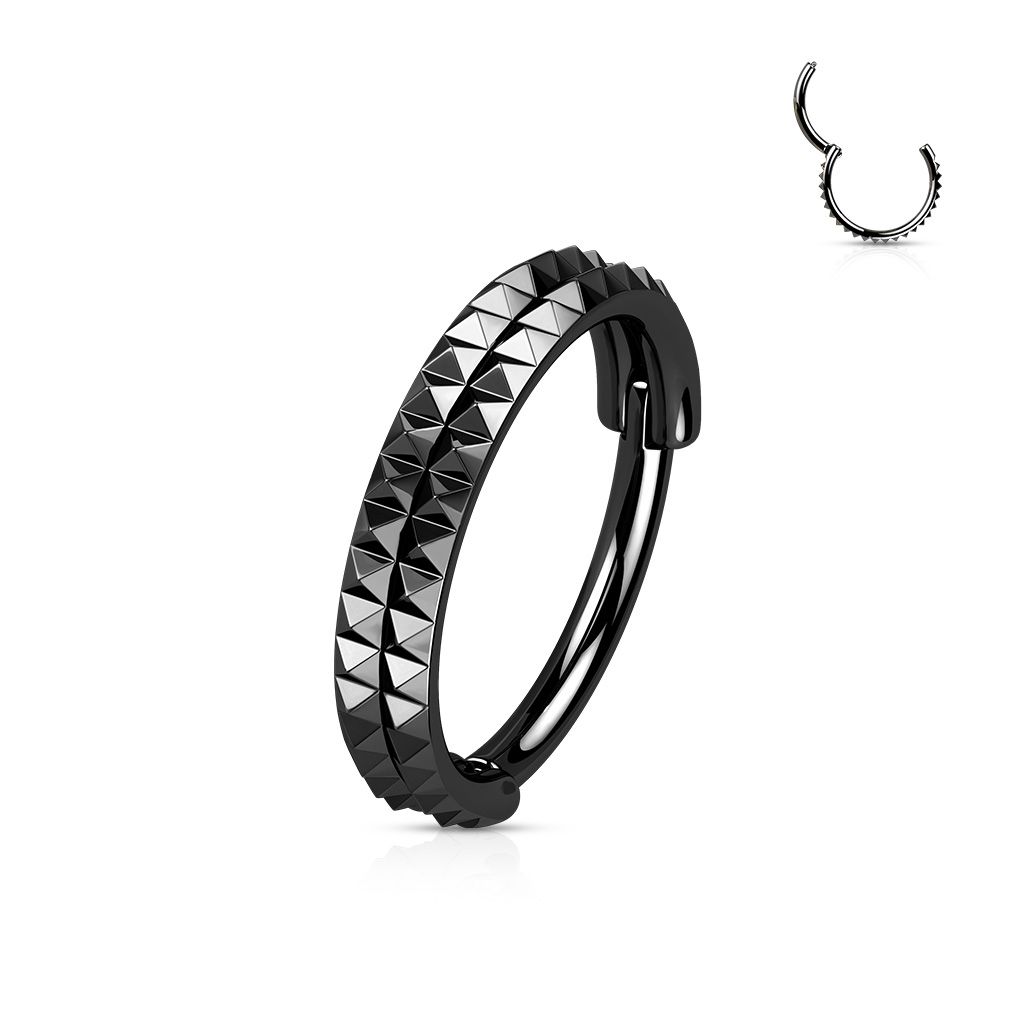 Levně Černý segment kruh s hroty - helix / cartilage / tragus piercing (1,2 x 8 mm) - NS0053K-1208
