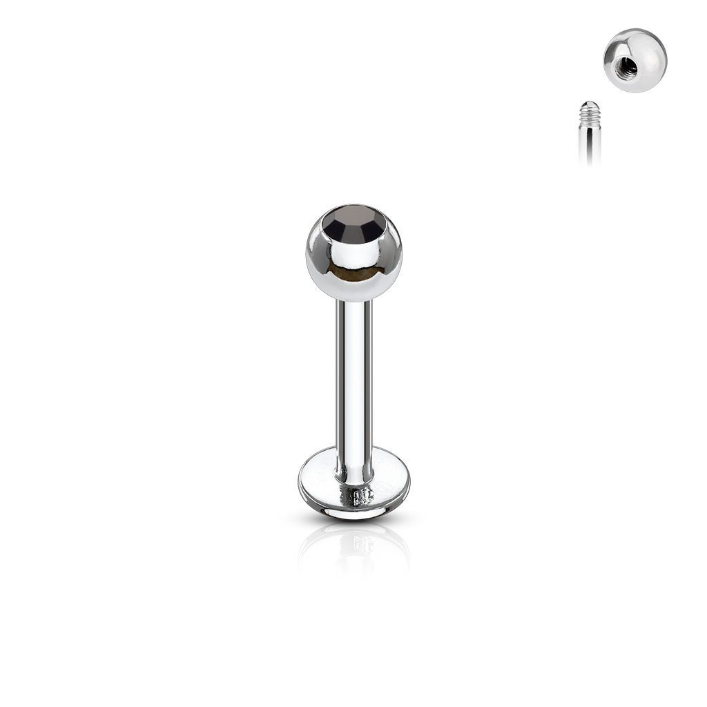 Levně Piercing do brady - labreta (černá, 3 mm, 1,2 x 6 mm)