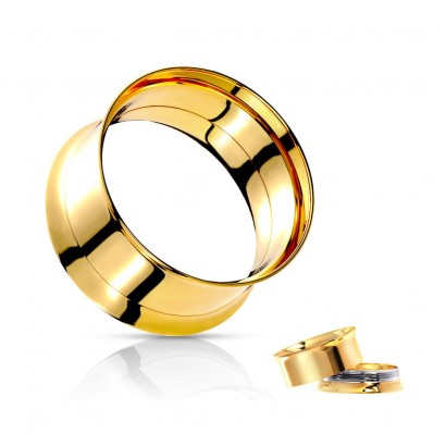 Zlacený šroubovací ocelový tunel do ucha (25 mm)