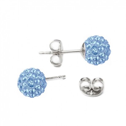 Stříbrné náušnice kuličky Crystals from Swarovski® Light Sapphire