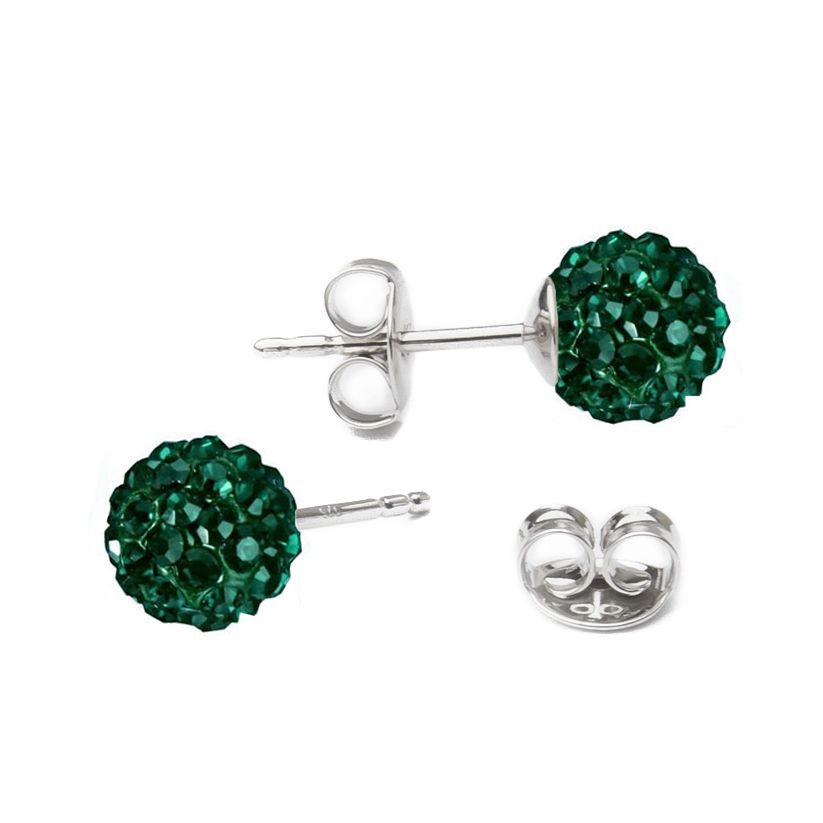 NUBIS Stříbrné náušnice kuličky Crystals from Swarovski Emerald - SWAG06-EM
