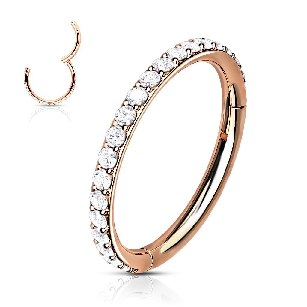 Piercing segment kruh s kamínky, zlacený