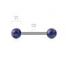 Piercing do jazyku s vnitřním závitem - jadeit