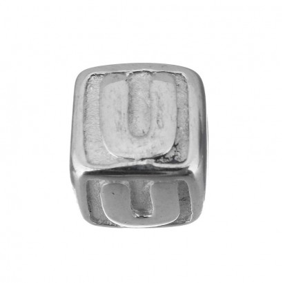 Navlékací ocelový přívěsek korálek - písmeno ”U”