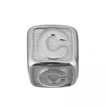 Navlékací ocelový přívěsek korálek - písmeno ”C”