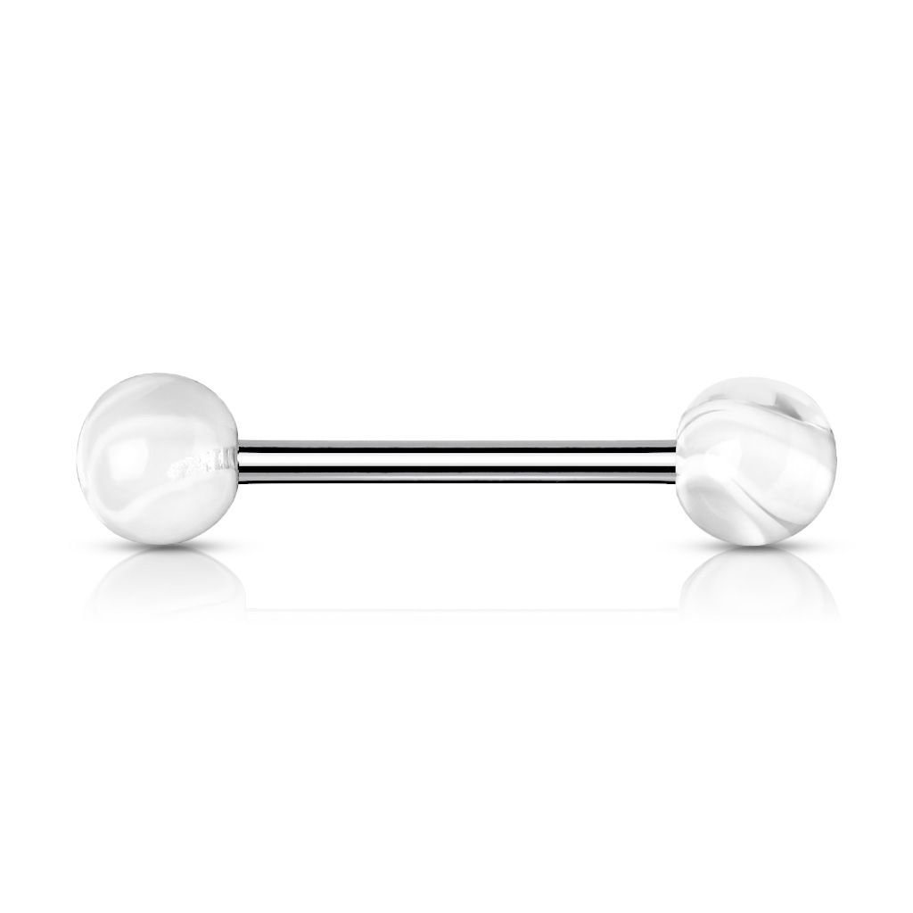 Piercing do jazyka akrylát (bílá) - PJ01096-W