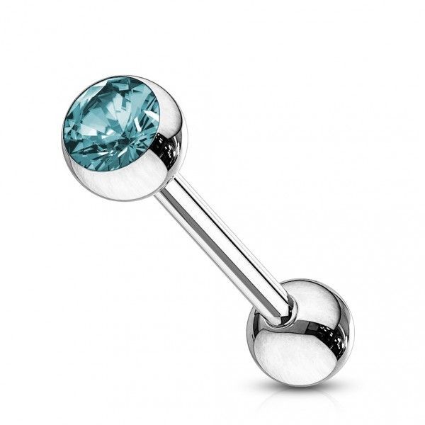 Levně Piercing do jazyka - kamínek (tyrkysová, 1,6 x 16 mm)