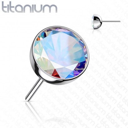 Kamínek k PUSH IN piercing do nosu TITAN, AB zirkon (2 mm)