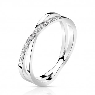 Ocelový prsten s čirými zirkony