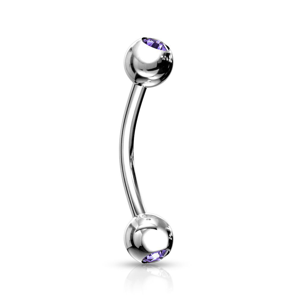 Levně Piercing do obočí 1,2 x 8 mm (světle fialová) - OB01004-TZ