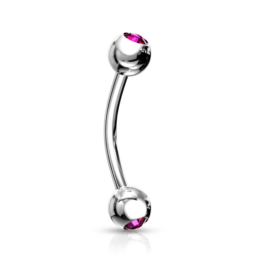 Levně Piercing do obočí 1,2 x 8 mm (tmavě růžová) - OB01004-F