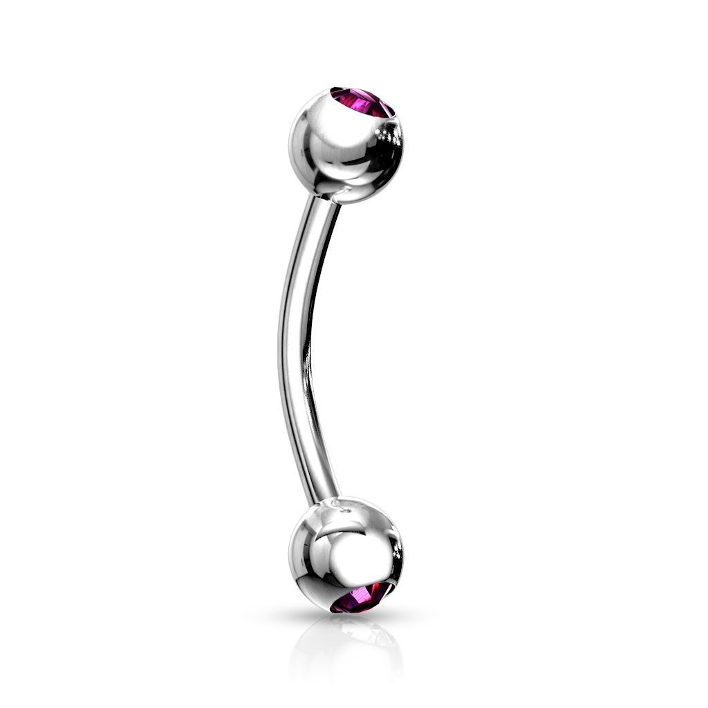 Levně Piercing do obočí 1,2 x 8 mm (fialová) - OB01004-A