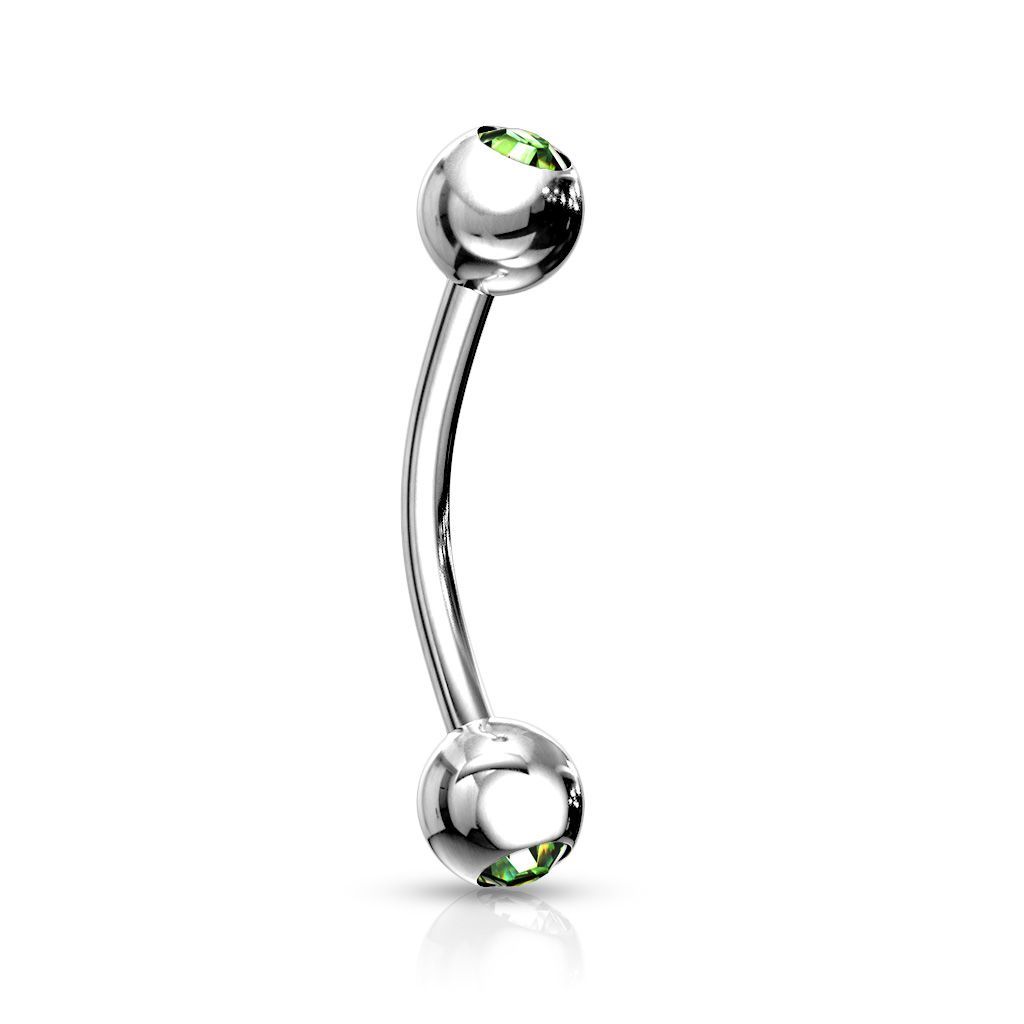 Levně Piercing do obočí 1,2 x 8 mm (světle zelená) - OB01004-G