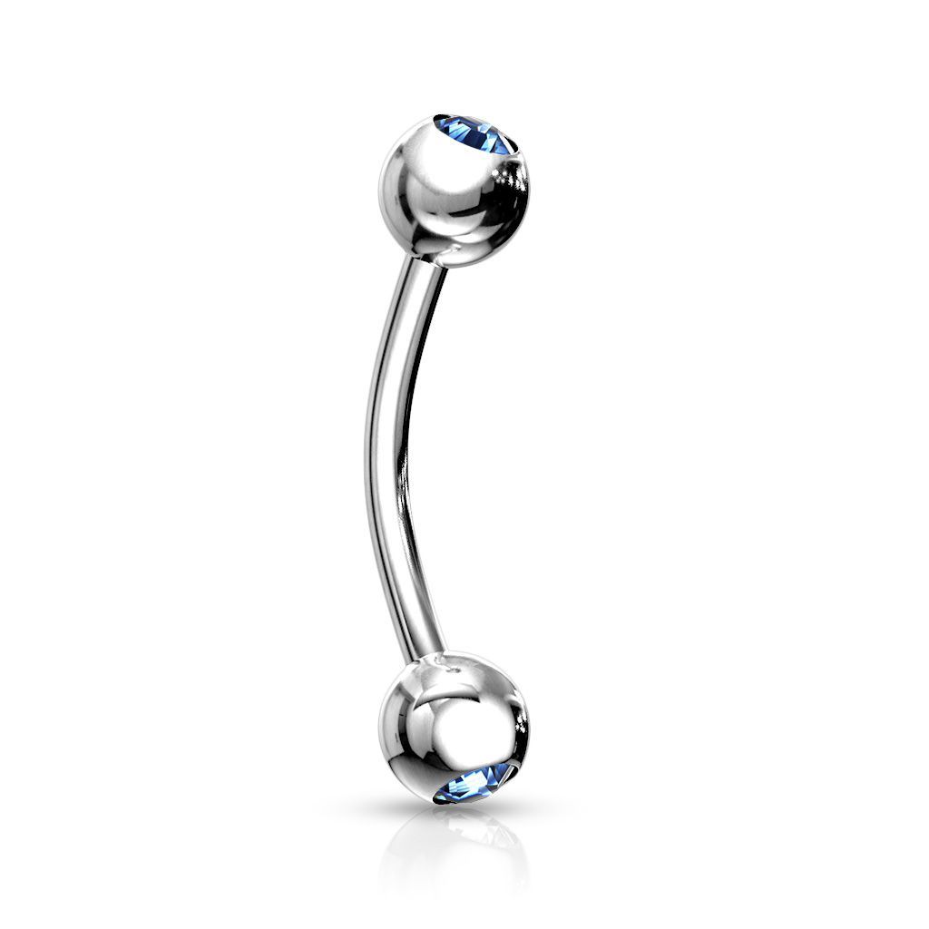 Levně Piercing do obočí 1,2 x 8 mm (světle modrá) - OB01004-LB