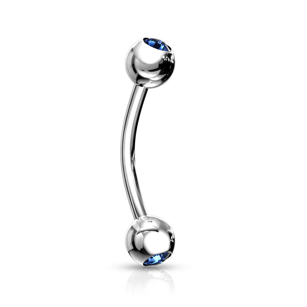 Levně Piercing do obočí 1,2 x 8 mm (tmavě modrá) - OB01004-B