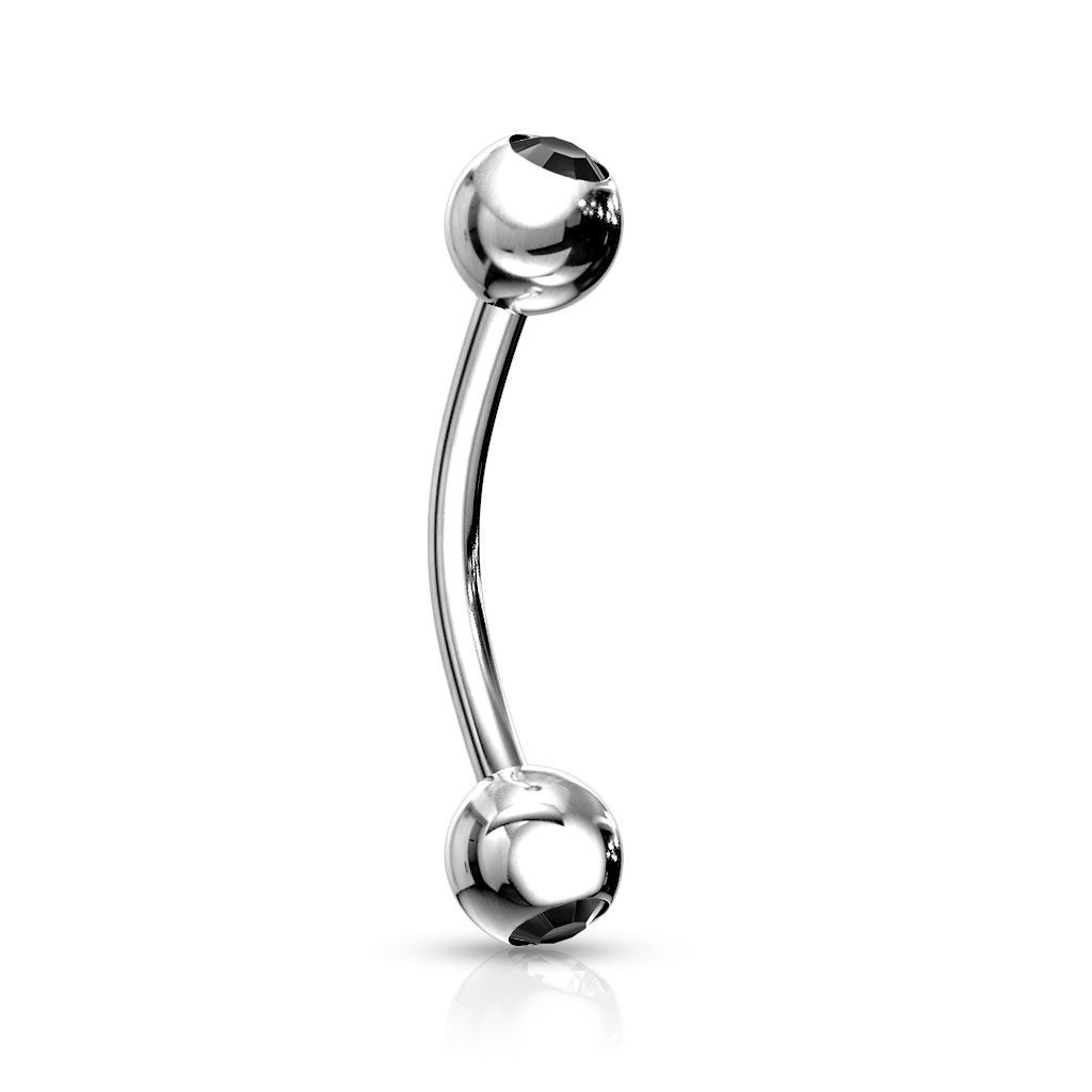 Levně Piercing do obočí 1,2 x 8 mm (černá) - OB01004-K