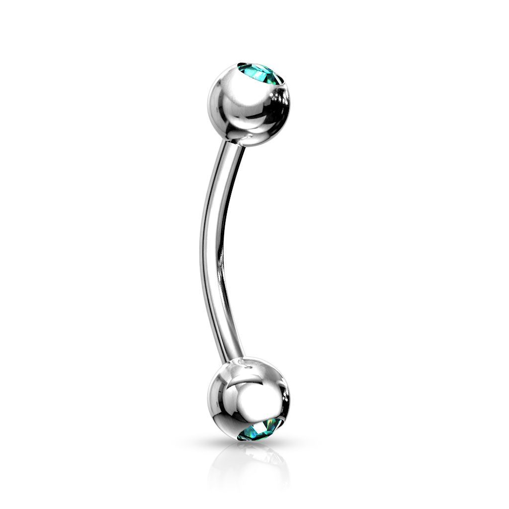 Levně Piercing do obočí 1,2 x 8 mm (tyrkysová) - OB01004-Q