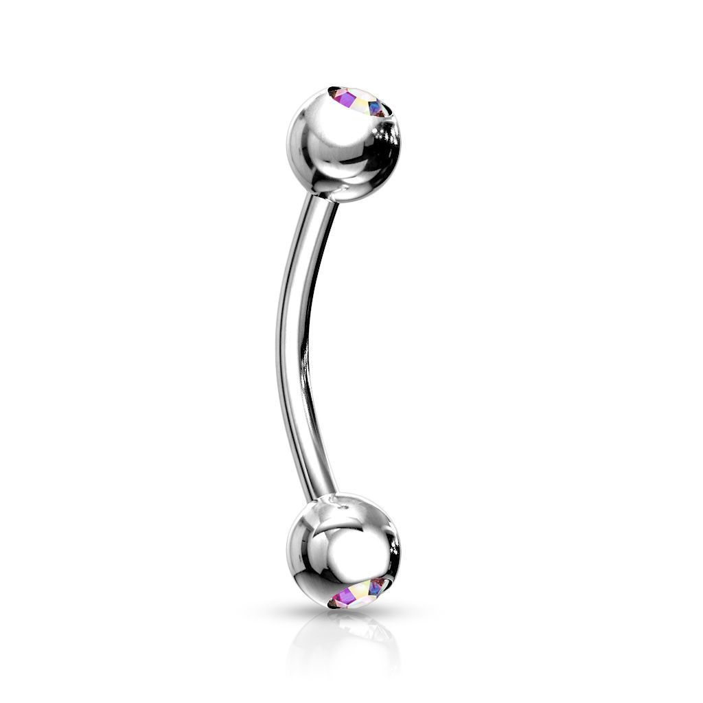 Levně Piercing do obočí 1,2 x 8 mm (duhová) - OB01004-AB