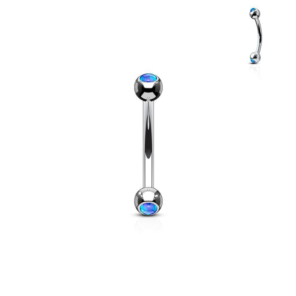 Levně Piercing do obočí zdobený opálem (modrá)
