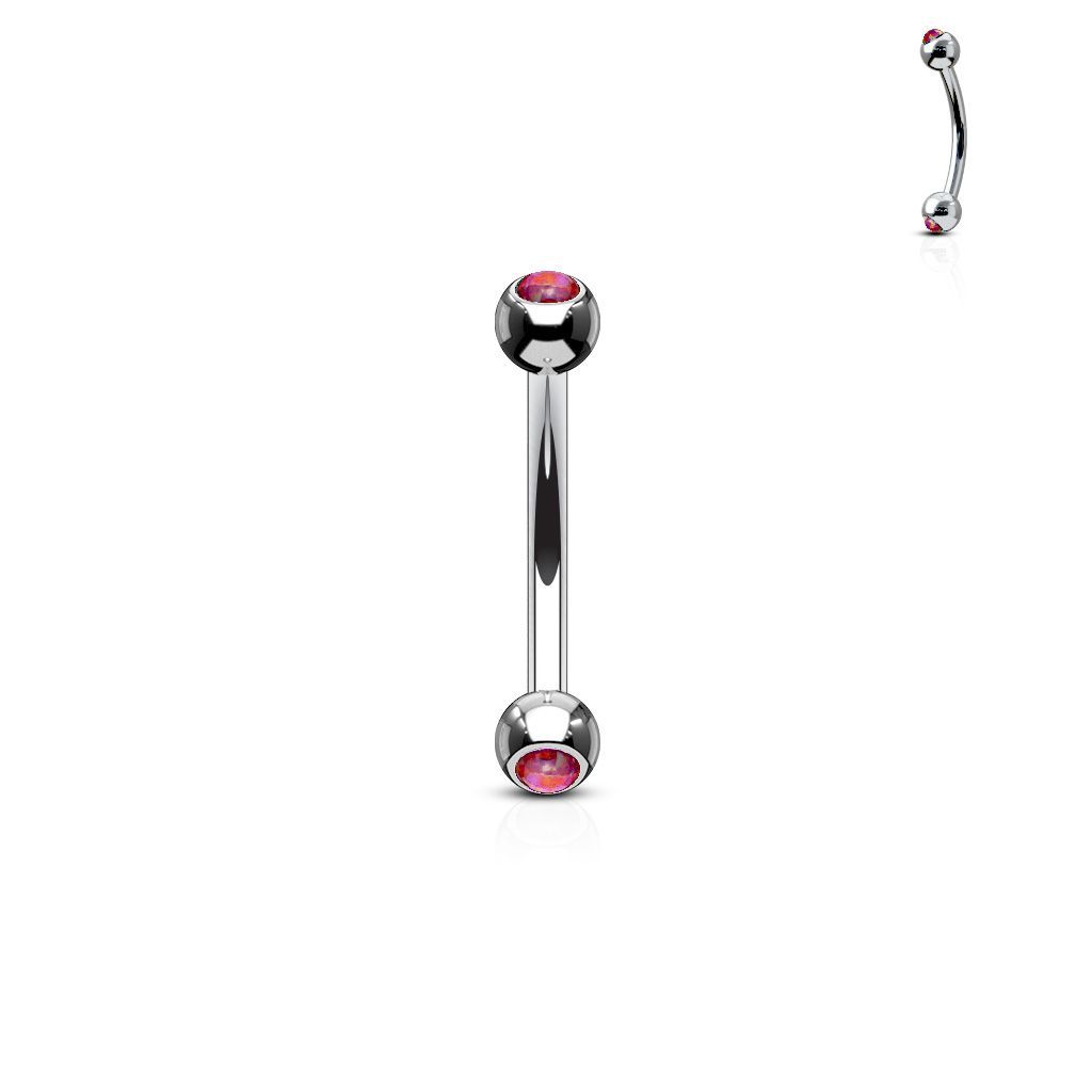 Levně Piercing do obočí zdobený opálem (červená)