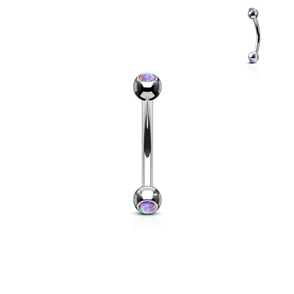 Levně Piercing do obočí zdobený opálem (fialová)