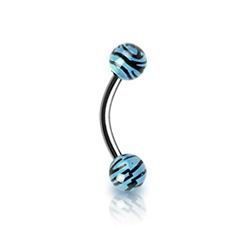 Levně Piercing do obočí - zebrovaný (modrá) - OB01120-B