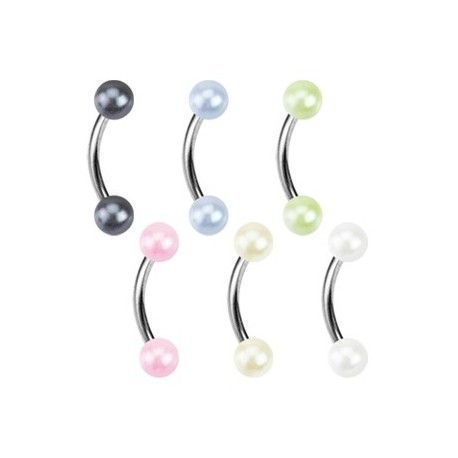 Levně Piercing do obočí - perličky (růžová)