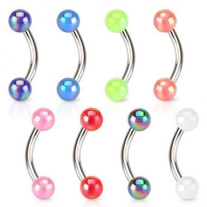 Piercing do obočí metalické kuličky (růžová)